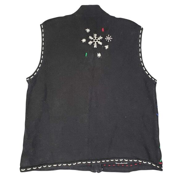 Vintage Erika Womens Sweater Vest Size Large L Snowman Christmas Full Zip - Picture 3 of 12